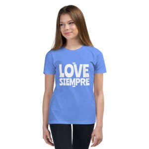 'Love_Siempre'_Youth_Short_Sleeve_T_Shirt_Blue