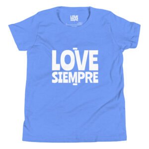 'Love_Siempre'_Youth_Short_Sleeve_T_Shirt_Blue