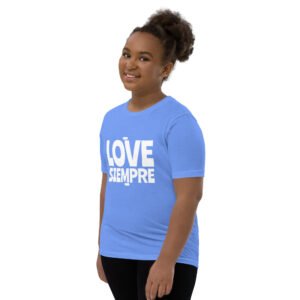 'Love_Siempre'_Youth_Short_Sleeve_T_Shirt_Blue