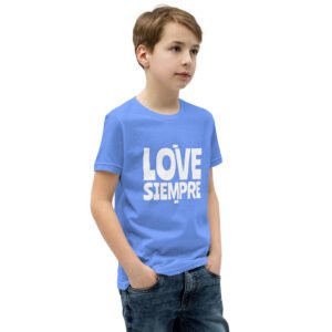 'Love_Siempre'_Youth_Short_Sleeve_T_Shirt_Blue